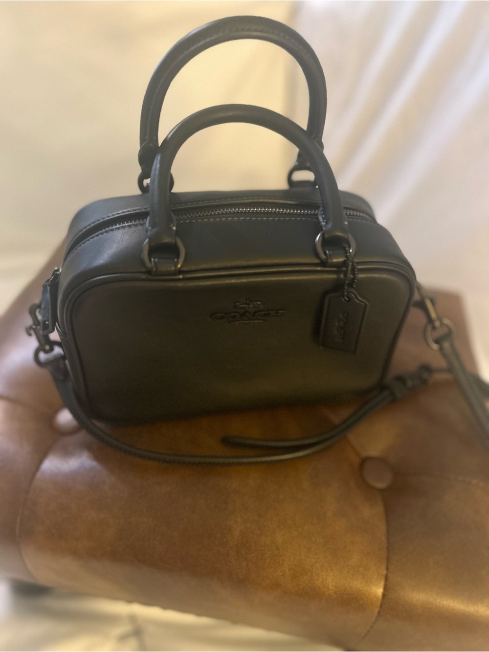 Coach Black Leather Satchel Crossbody